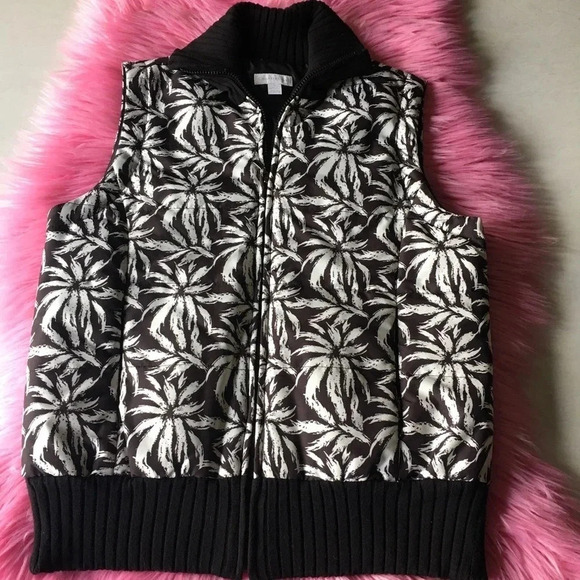 CHARTER CLUB Palm Print Vest size small - Picture 2 of 5